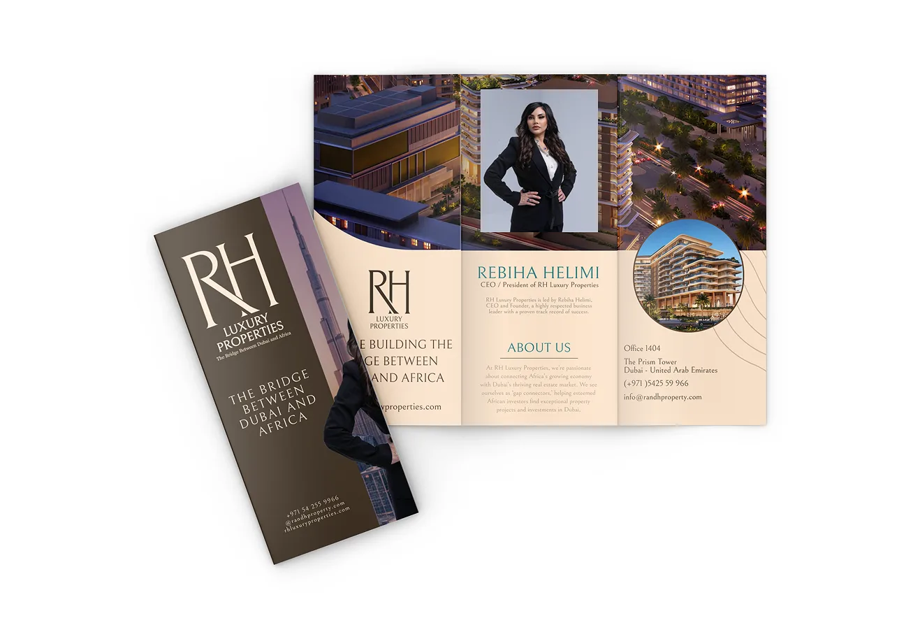 RH Luxury Properties tri-fold brochure